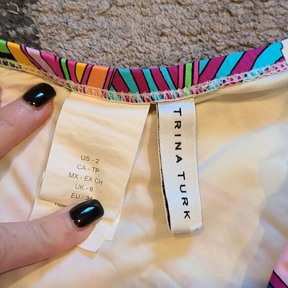 Trina‎ turk high womens side tie high waist hipster swimsuit bottoms size 2 - Picture 2 of 3